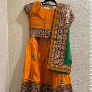 Raw silk Lehenga set without blouse
